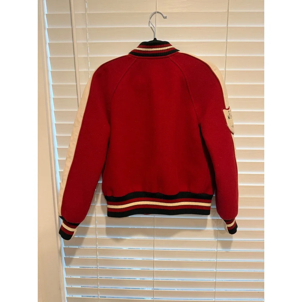 Coach New York Womens Red Wool Goat Leather Varsity Letterman Jacket F20496 S - Picture 6 of 9
